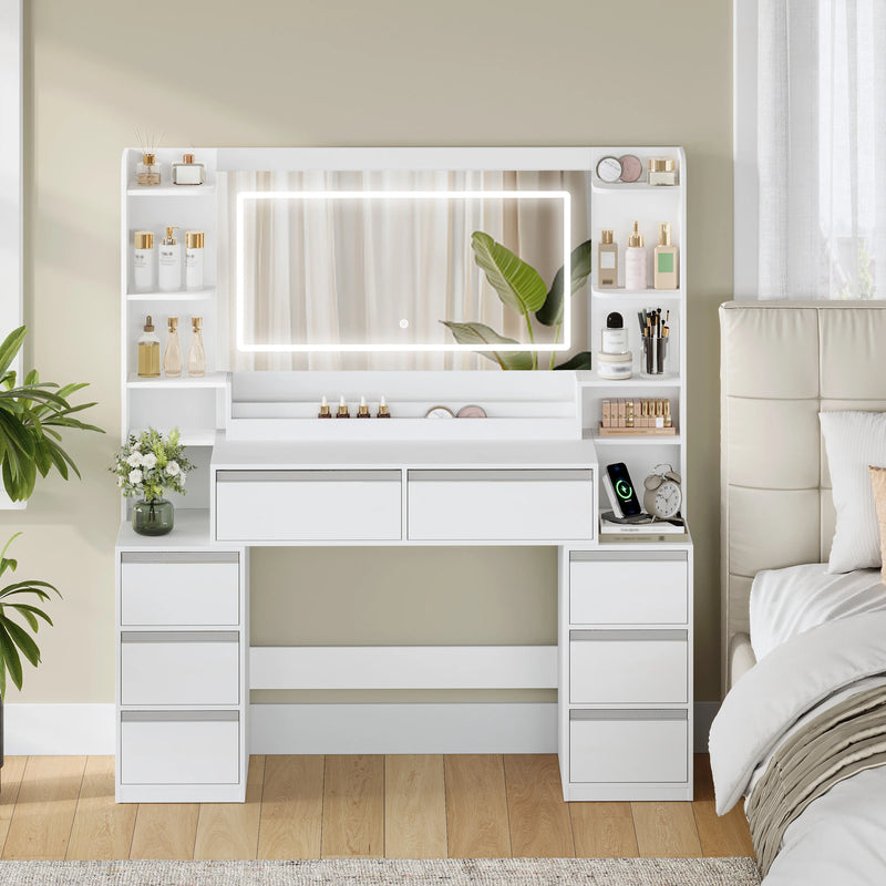 Coiffeuse Prestige ELMEVIA - vue d'ensemble avec miroir lumineux