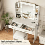 Coiffeuse Studio Compacte ELMEVIA - tiroirs ouverts