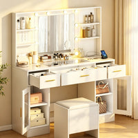 Coiffeuse Cristal avec Miroir LED et Tabouret