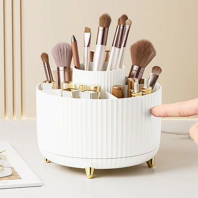 Boîte de rangement rotative 360° ELMEVIA avec pinceaux et cosmétiques